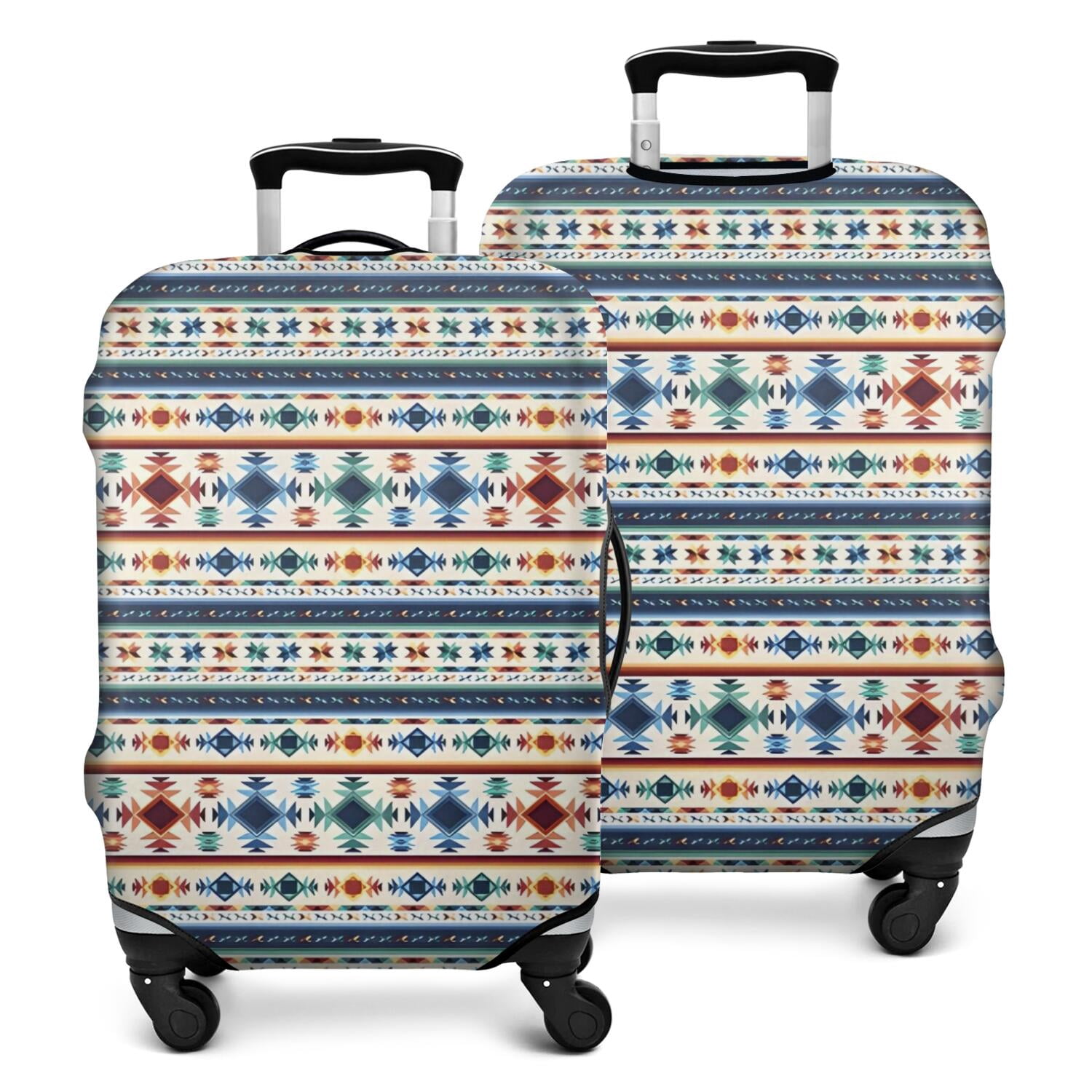 Luggage Cover Pattern Blue and Orange Geometric Boho Pattern Luggage Cover Fashion Suitcase ...