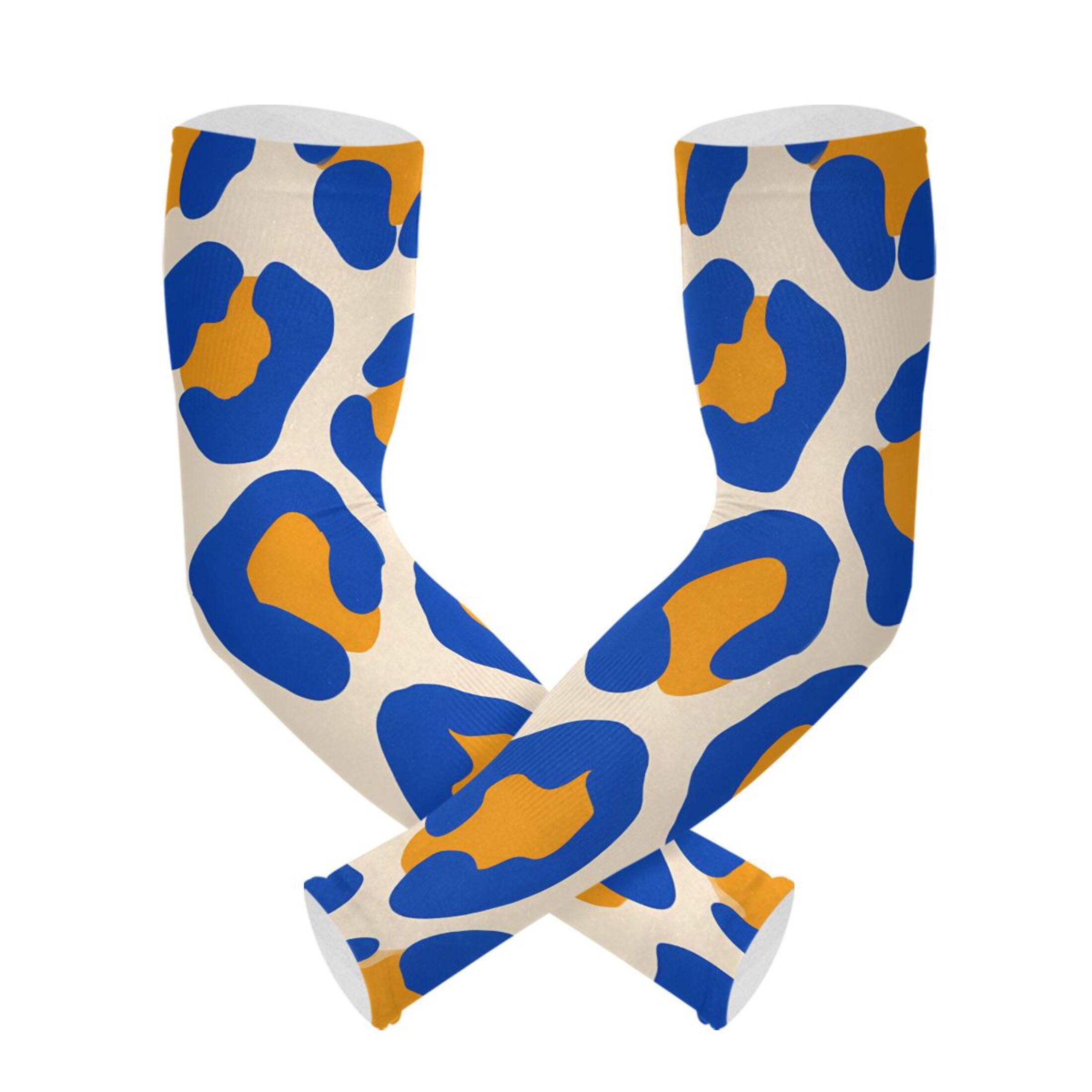 Blue and Orange Leopard Pattern UV Protection Cooling Arm Sleeves ...