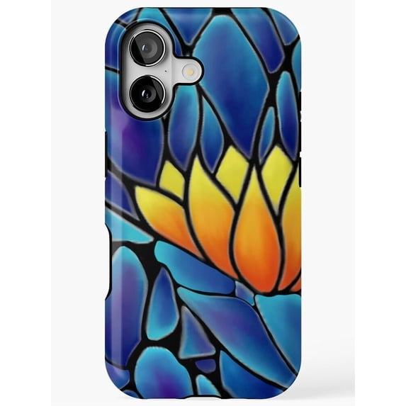 Shell Posster Blue Blue and Orange Stained Glass Lotus Tough Case for Apple iPhone ...