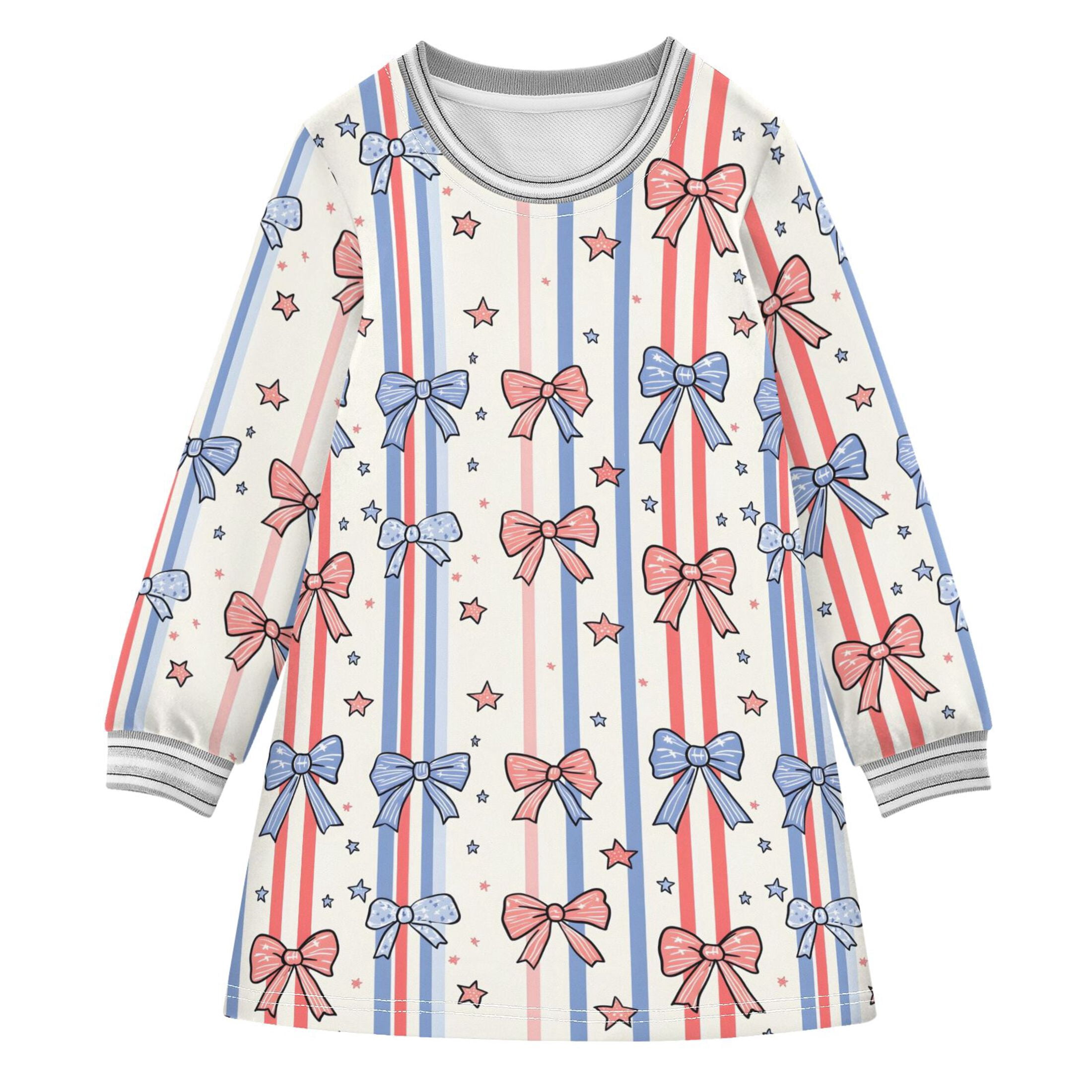 Blue and Orange Stripe Girls'long-sleeved dress Thickened A-dress Warm ...