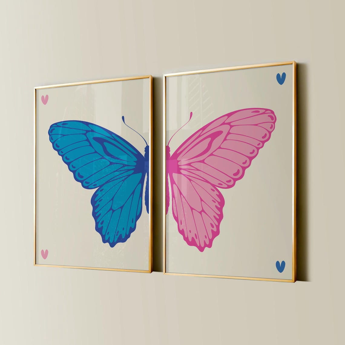 Blue And Pink Butterfly Print Canvas Shoes
