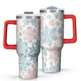 thumbnail image 1 of Blue and Pink Christmas Snowflake Pattern Tumbler with Handle and Lid,40oz Double Wall Vacuum Insulated Tumbler,Cups Gift for Women and Men, 1 of 7