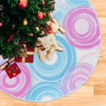 thumbnail image 1 of Blue and Pink Circle Christmas Tree Skirt Stand Mat Waterproof Floor Protection Mat for Holiday Decoration, 1 of 6