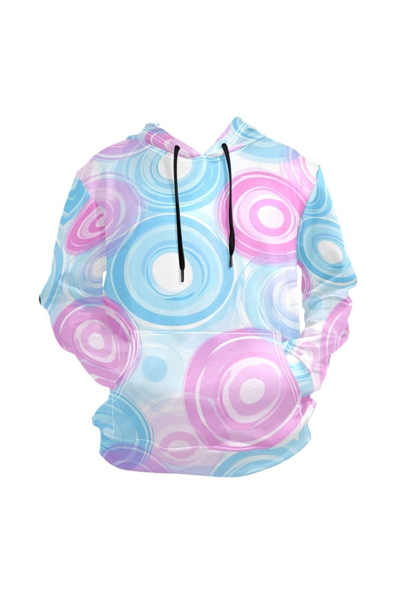 Blue and Pink Circle Men’s Hoodies Sweatshirt Fleece Jackets Long Sleeve Sweatshirts