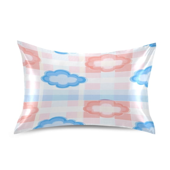 Blue and Pink Cloud Pattern Satin Pillowcase 20''x26'' Double-Sided Print Soft Wrinkle Resistant