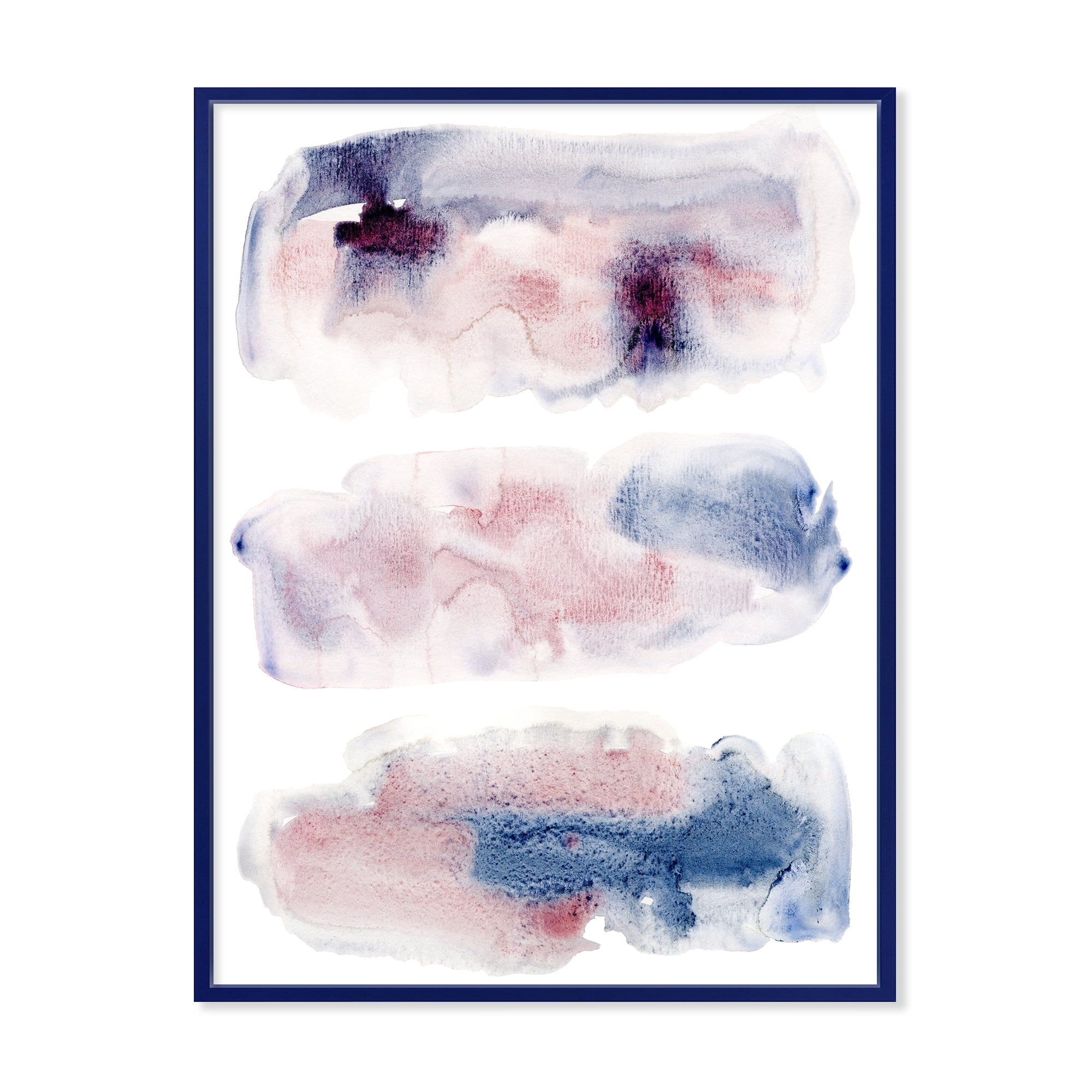 Blue and Pink Clouds With Beige Spots I 12 in x 20 in Framed Painting Canvas Art Print, by Designart