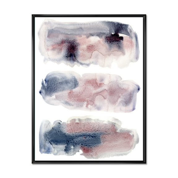 Blue and Pink Clouds With Beige Spots I 12 in x 20 in Framed Painting Canvas Art Print, by Designart