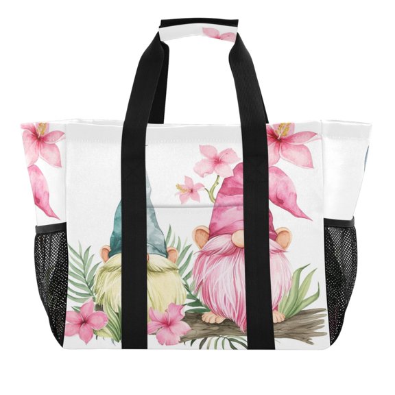 Blue and Pink Dwarfs Reusable Grocery Bags with Handle Side Pocket Waterproof Shopping Portable Tote