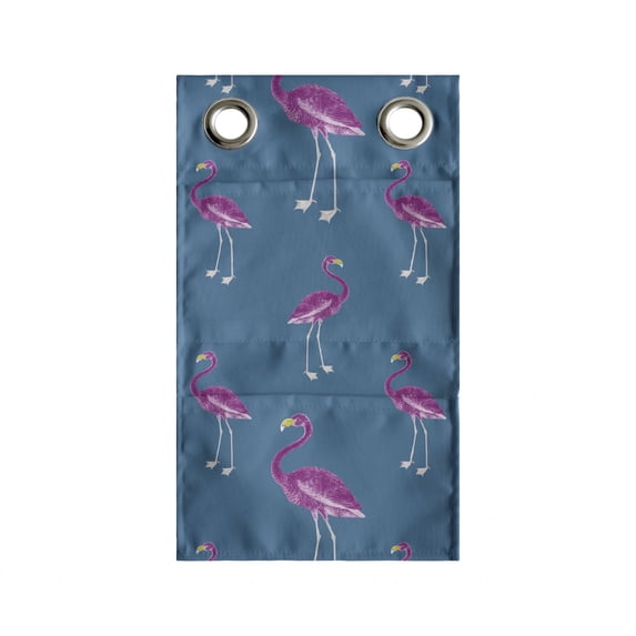 Blue and Pink Hanging Pocket Organizer, Pattern Exotic Flamingo, Printed Polyester Storage Bag with Pockets, 9" x 27", Dark Turquoise Pink