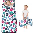 thumbnail image 1 of Blue and Pink Leopard Print Teens Toddler Nap Mat with Pillow, Sleeping Mat Bag for Preschool Daycare 60"x20", 1 of 6