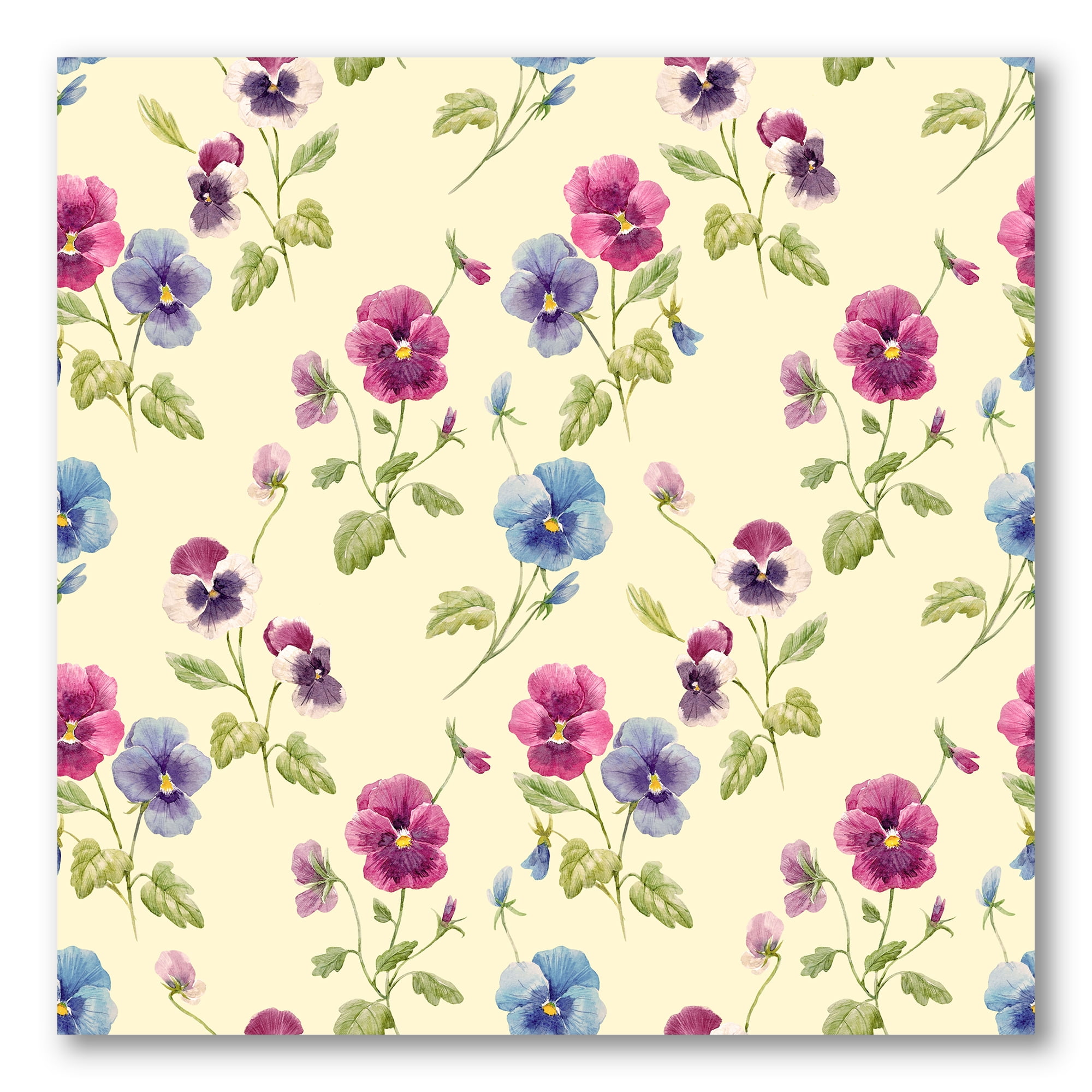 Blue and Pink Pansy Flowers I 30 in x 30 in Painting Canvas Art Print, by Designart