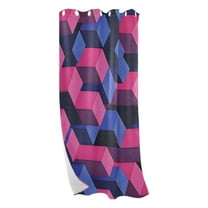 Blue and Pink Square Geometry Blackout Curtains for Living Room Bedroom 42W/52W x 84L Insulated Window Drapes 1 Panels