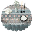 thumbnail image 1 of Blue and Pink Square Shaped Geometric Boho Pattern Round Tablecloth 60"x60",Wrinkle Wipeable Table Cloth for Kitchen Dining Room Picnic Patio Party, 1 of 6