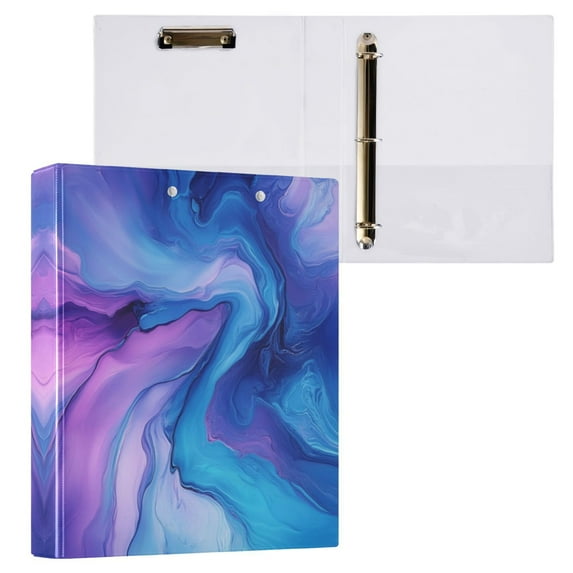 Blue and Purple Background 3 Ring Hardcover Binders 1.5in Round Rings for Letter-Size Folder Paper Organizer Pockets for Office Student Recipe
