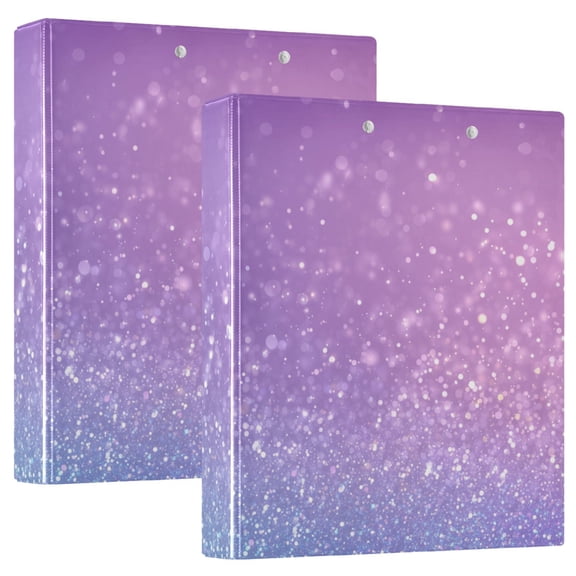 Blue and Purple Gardient Glitter Round Ring Binder 3 Rings 1.5" Capacity File Storage for A4 Size 1 Pack