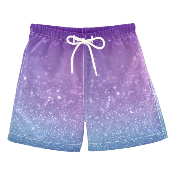Blue and Purple Gardient Glitter Swim Trunks Board Shorts Beach Pants Bathing Bottoms M