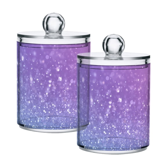 Blue and Purple Gardient Glitter Translucent Plastic Cans Storage Canisters with Lid Set of 2