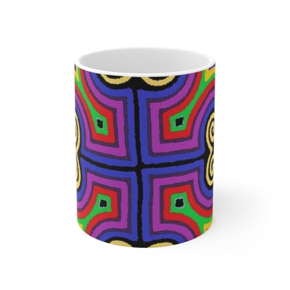 Blue and Purple Mola Ceramic Mug oz.