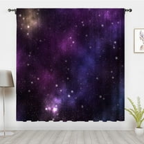 Blue and Purple Starry Sky Curtains, Universe Galaxy Outer Space Nebula Curtains, Planet Fantasy Blackout Curtains Privacy Decoration(Rod pocket)