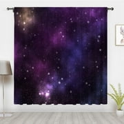 Blue and Purple Starry Sky Curtains, Universe Galaxy Outer Space Nebula Curtains, Planet Fantasy Blackout Curtains Privacy DecorationRod pocket