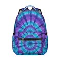 thumbnail image 1 of Blue and Purple Tie Dye Pattern Backpack for School, Cute School Bag with Adjustable Shoulder Straps and Padded Back, 15.3"x11"x7.1", 1 of 5