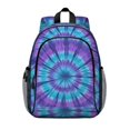 thumbnail image 1 of Blue and Purple Tie Dye Pattern Backpack for School, Cute School Bag with Adjustable Shoulder Straps and Padded Back, 15"x11.42"x5.5", 1 of 5