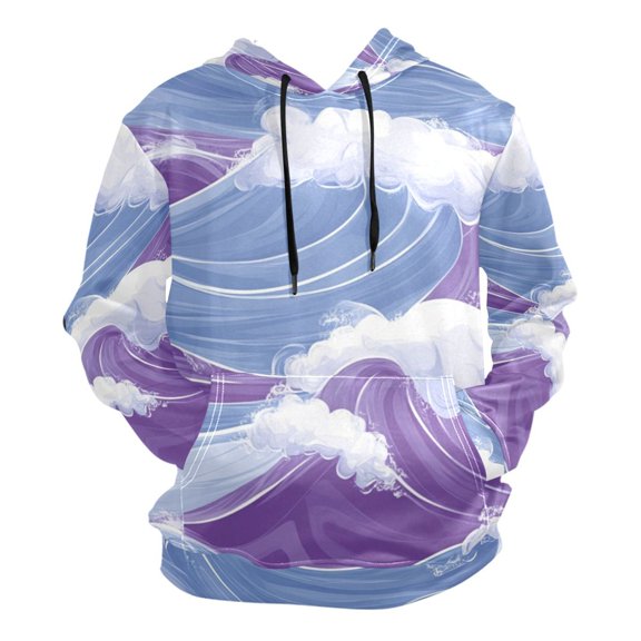 Blue and Purple Wave Men’s Hoodies Sweatshirt Fleece Jackets Long Sleeve Sweatshirts