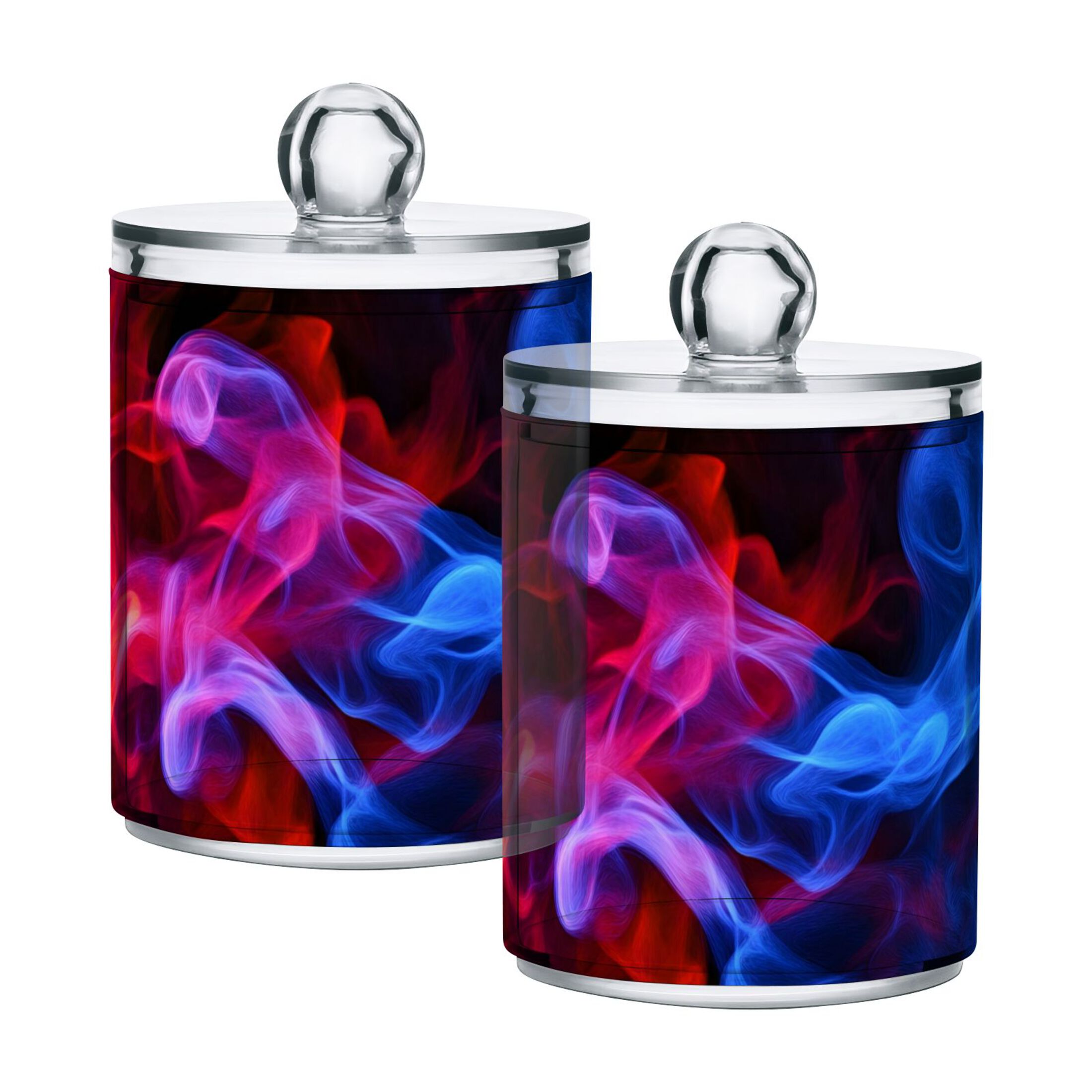 Blue and Red Flame Mixture Translucent Plastic Cans Storage Canisters ...