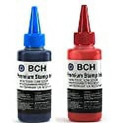 Blue and Red combo Stamp Ink Refill by BcH Premium grade 25 oz (75 ml) Ink Per Bottle