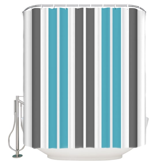 Blue and Shower Curtain Set ,Waterproof Fabric Shower Curtains Grey Striped Rectangular Geometric Shower Curtains for Bathroom,Bathroom Decor 54x"78"