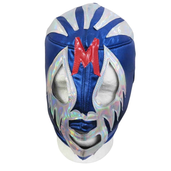 Blue and Silver Luchador Mask Adult Mexican Wrestling Costume Handmade in Mexico Laced Back for Comfort