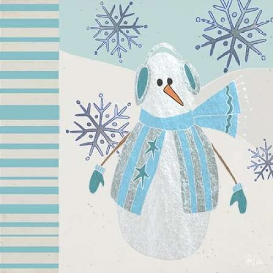 Blue and Silver Snowman III Canvas Art - Shanni Welsh (24 x 24)