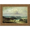 thumbnail image 1 of Blue and Silver - The Blue Wave Biarritz 24x18 Gold Ornate Wood Framed Canvas Art by James McNeill Whistler, 1 of 2