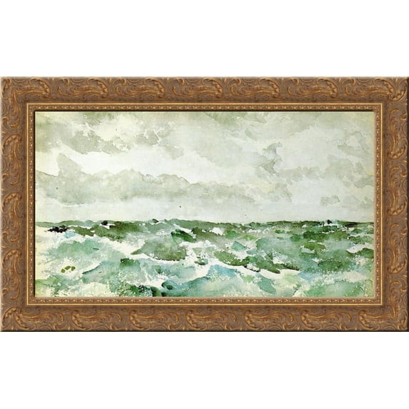 Blue and Silver The Chopping Channel 24x16 Gold Ornate Wood Framed Canvas Art by James McNeill Whistler
