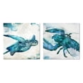 thumbnail image 1 of Blue and Teal Watercolor-Style Under Water Turtle and Lobster Set; Coastal Decor; Two 12x12in Paper Posters, 1 of 1