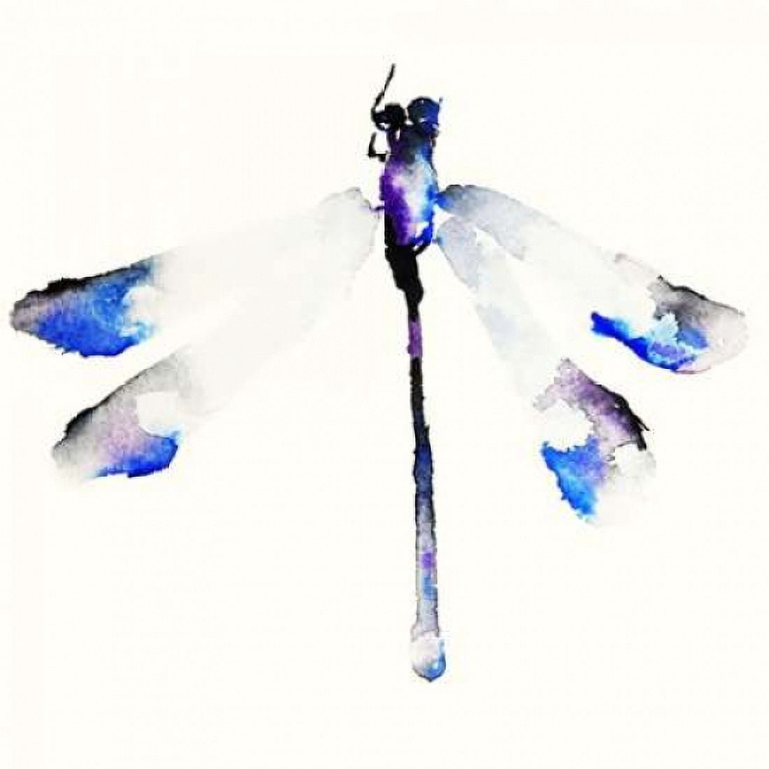 Blue and Violet Dragonfly Canvas Art - Karin Johannesson (24 x 24)