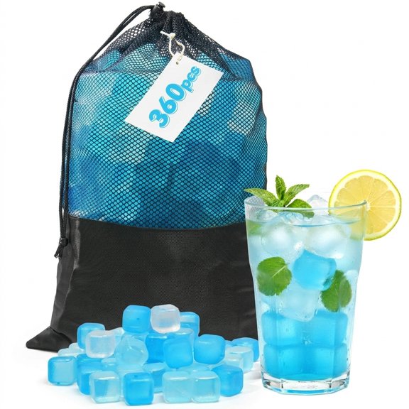 Blue and White 360 Pack Reusable Refreezable Plastic Ice Cubes