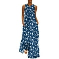 thumbnail image 1 of Blue and White Aeroplanes Pattern Long Dress wom dress wom's summer clothing02 dress for wom summer, 1 of 6