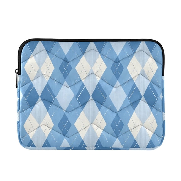 Blue and White Argyle Pattern Plaids Quilted Laptop Protective Cases Computer Sleeves Tablet Bags Briefcases M
