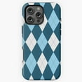 thumbnail image 1 of Blue and White Argyle Plaid Pattern Phone Case for iPhone 16 15 14 13 12 11 Pro Max, 1 of 2