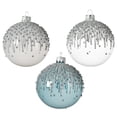 thumbnail image 1 of Blue and White Blown Glass Ornaments - Set of 3 Glass Balls, 1 of 5