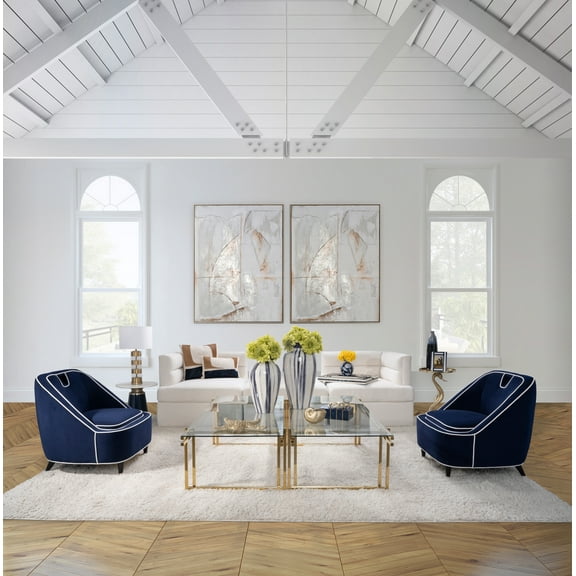 Blue and White Ceramic Vase - Contemporary 9" Floral Chinoiserie Vase for Home or Office Decor - Table Centerpiece or Decorative Accent