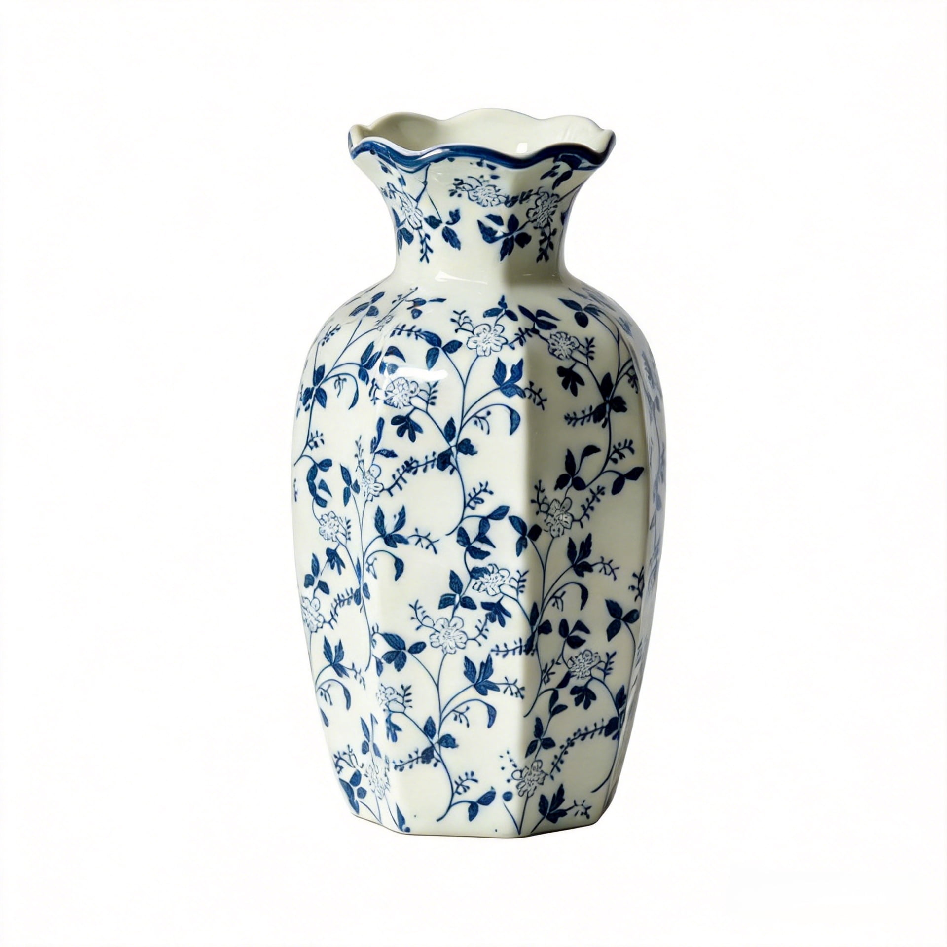 Blue and White Ceramic Vase, Vintage Chinoiserie Vase for Home Decor ...
