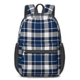 thumbnail image 1 of Blue and White Checkered Pattern 17" School Backpacks for Teens,Waterproof Oxford Fabric,S-Shape Padded Straps for School,Travel,Hiking,Camping, 1 of 6