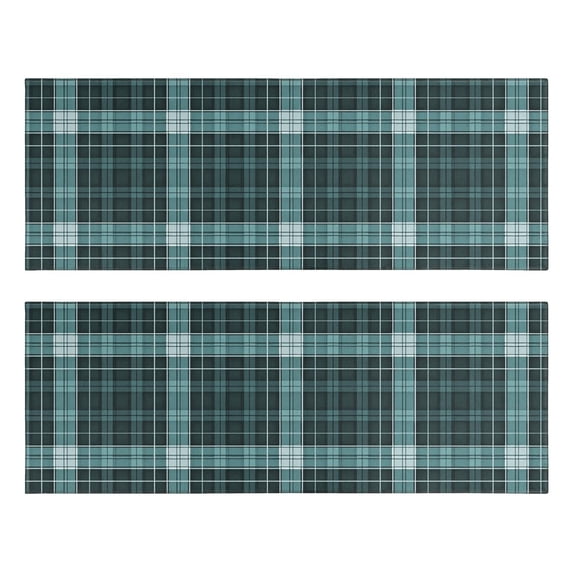 Blue and White Checkered Pattern Anti Fatigue Kitchen Rugs Set Of 2, Non Slip Washable Decorative Floor Mats for Sink Laundry and Home Use, 17"x47"