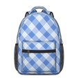 thumbnail image 1 of Blue and White Checkered Pattern Backpack for School, Cute School Bag with Adjustable Shoulder Straps and Padded Back, 15.3"x11"x6.7", 1 of 5