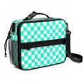 thumbnail image 1 of Blue and White Checkered Pattern Insulated Lunch Bag with Shoulder Strap and Bottle Holder,Bento School Lunch Bag Box,11x9.5x3.5 Inches, 1 of 3