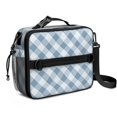 thumbnail image 1 of Blue and White Checkered Pattern Insulated Lunch Bag with Shoulder Strap and Bottle Holder,Bento School Lunch Bag Box,11x9.5x3.5 Inches, 1 of 5