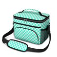 thumbnail image 1 of Blue and White Checkered Pattern Insulated Lunch Box for Women Men, Medium Leakproof Cooler Bag with Adjustable Strap, 10"x6.7"x8", 1 of 6