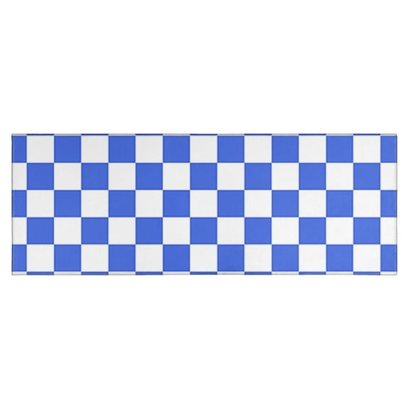 Blue and White Checkered Pattern Kitchen Rug Mat,Kitchen Runner Rugs Non Skid Washable,Decorative Kitchen Floor Mats for Kitchen,Sink,Laundry,17"X47"